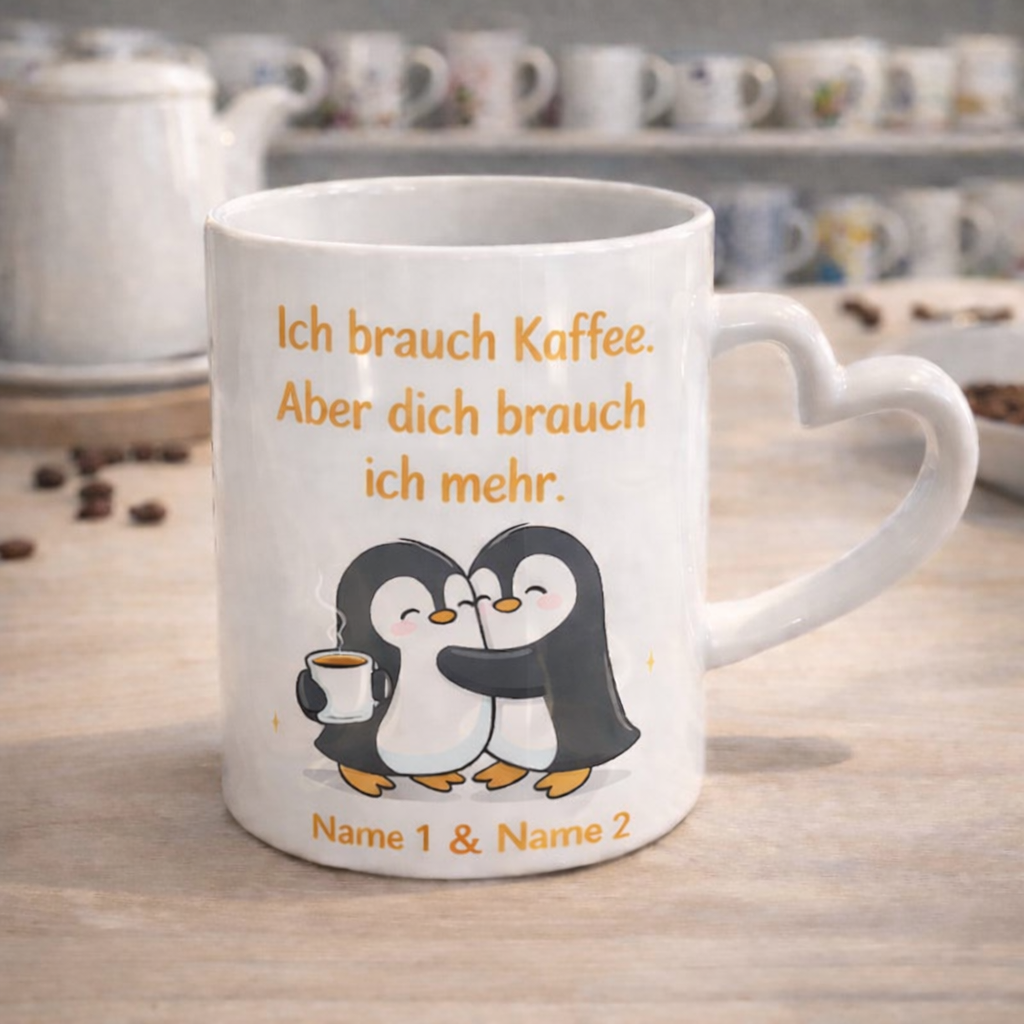 Valentinstags-Herzhenkeltasse mit Motiv