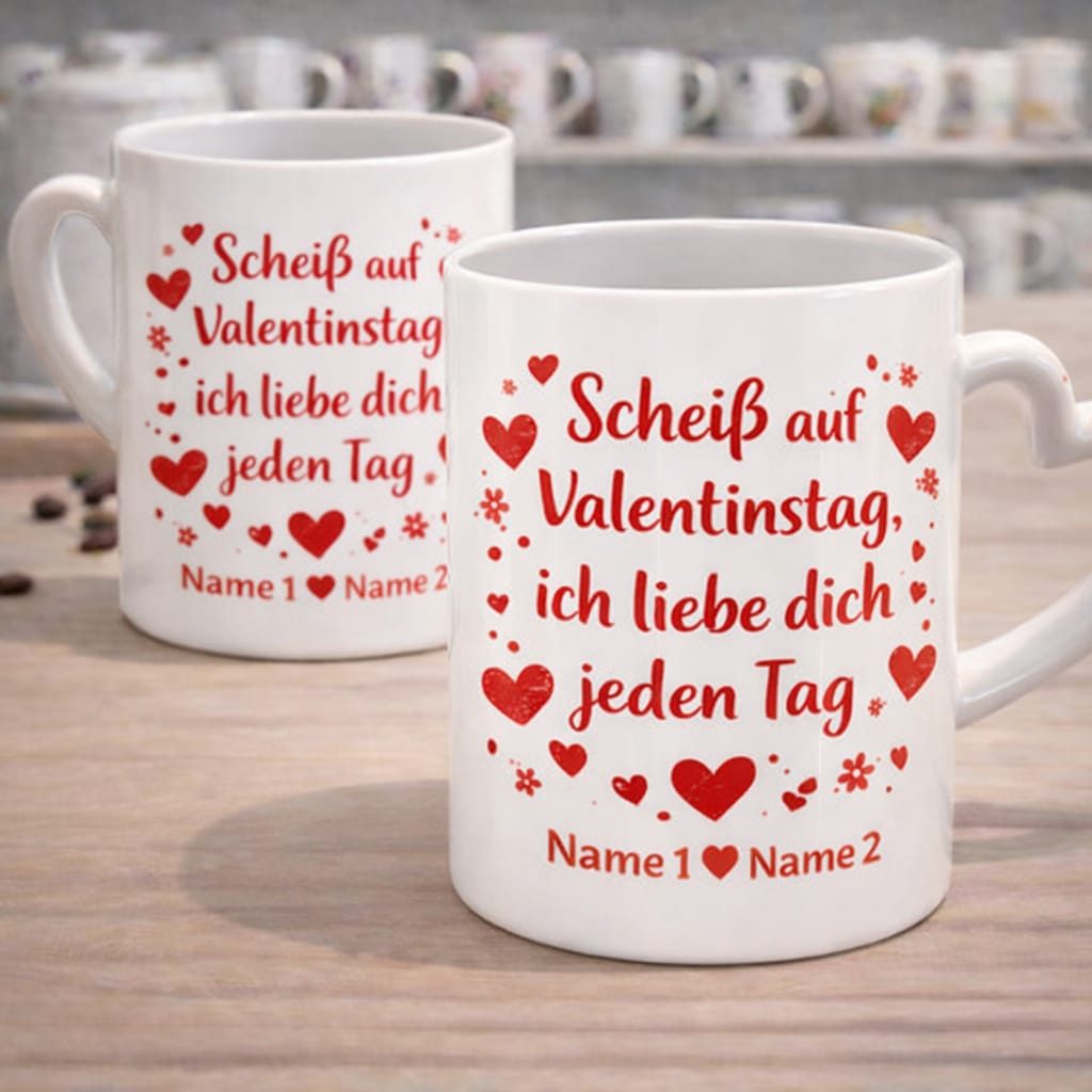 Valentinstags-Herzhenkeltasse