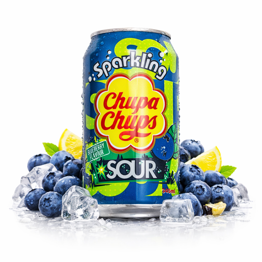 Chupa Chups Sparkling Sour - Blueberry Flavour 345ml (MHD 26.12.25